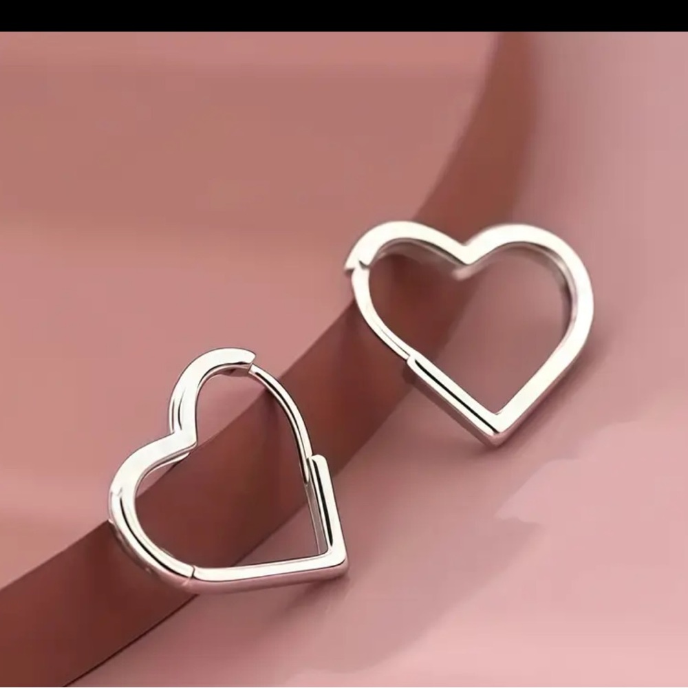 Sterling Silver Heart Hoop Earrings